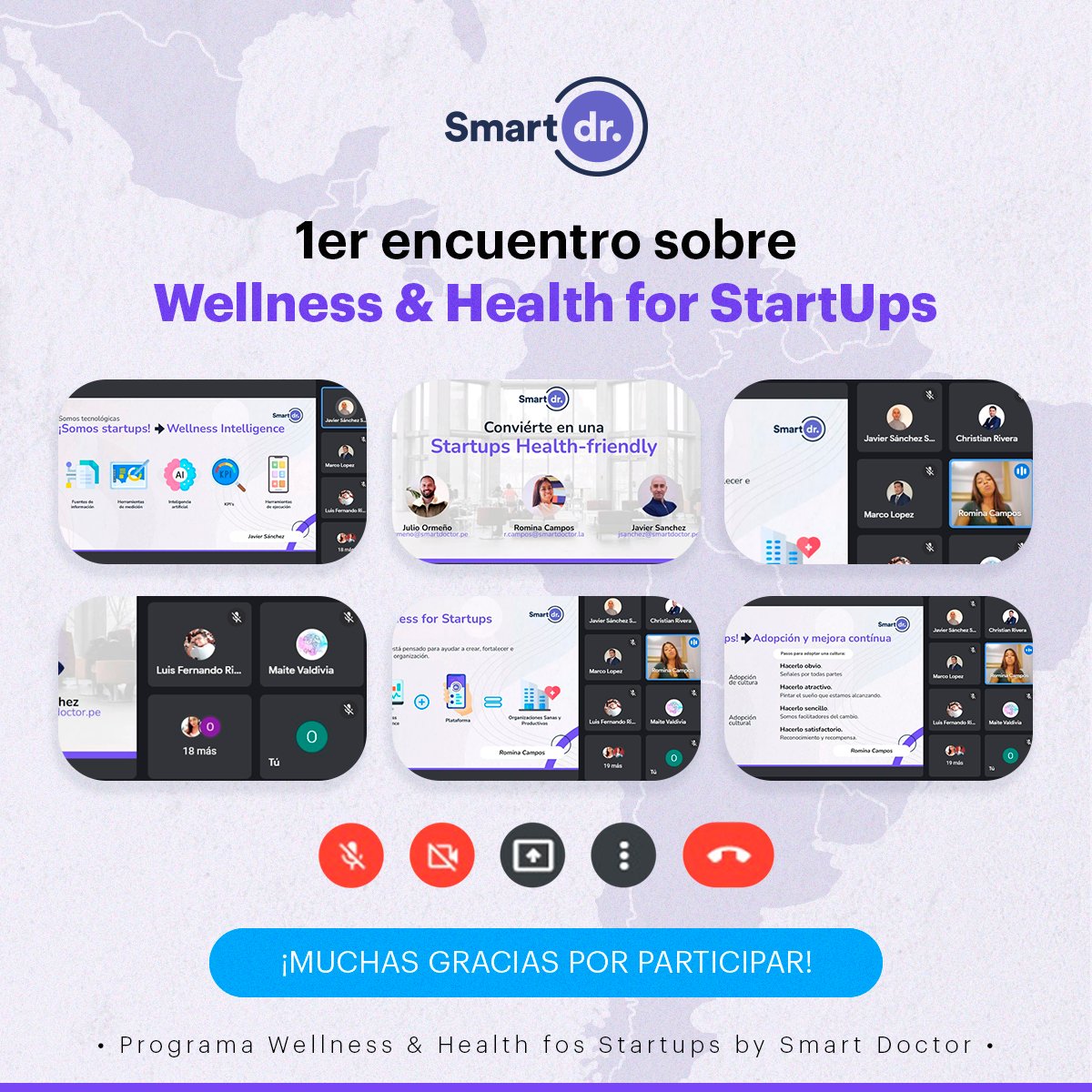 #SmartDoctor | ¡Asumimos el reto juntos!💪🚀

Muchas gracias a todos los que participaron en nuestro primer #SmartTalk sobre el "Bienestar y salud en el dinámico mundo de las StartUps". 

Por la #salud y el #bienestar de los colaboradores.
#startups #Wellness #HealthFriendly💜