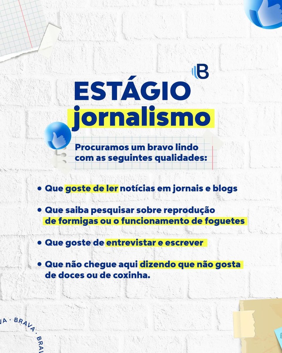 sigaabrava's tweet photo. Olha a oportunidade de estágio em Jornalismo! Mais informações: https://t.co/ZpBqnGnk1V https://t.co/G9ZMijbbyZ