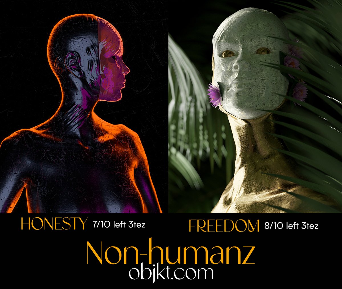 The mind is an insecure place, not being human has its advantages.

Non-humanz, available on <a href="/objktcom/">objkt</a> 

///////////
⚜️objkt.com/collection/KT1…
///////////

#tezosart #objktcom #NFTCommumity #tezos #tezosnft #CleanNFT #nftcollector