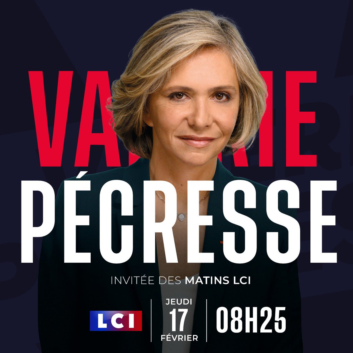 vpecresse's tweet photo. 📺 Retrouvez-moi ce jeudi 17 février sur @LCI à partir de 8h25 #Pecresse2022 https://t.co/ii4FTjb3Ln