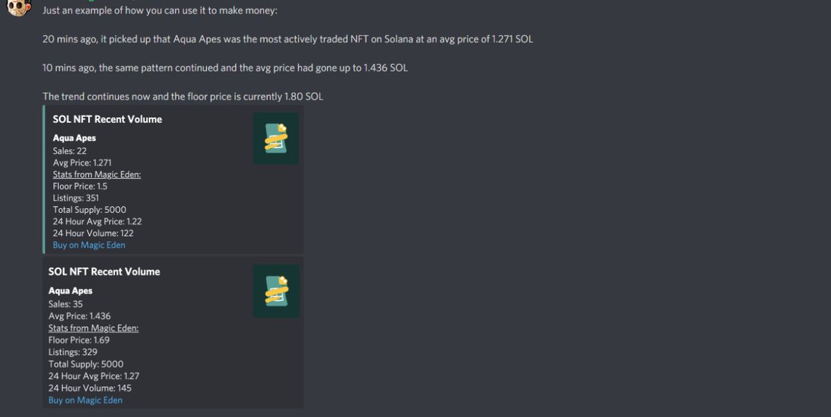 KaidosTempest's tweet photo. We've gotten ourselves an exclusive Magic Eden Volume and Trend Tracker tool which could help you get some serious gains and it is something you would like to keep your eyes on. It is something people would pay for and it is only in our KaidoDAO discord! Get yourself a Kaido! https://t.co/uSdoFMe290