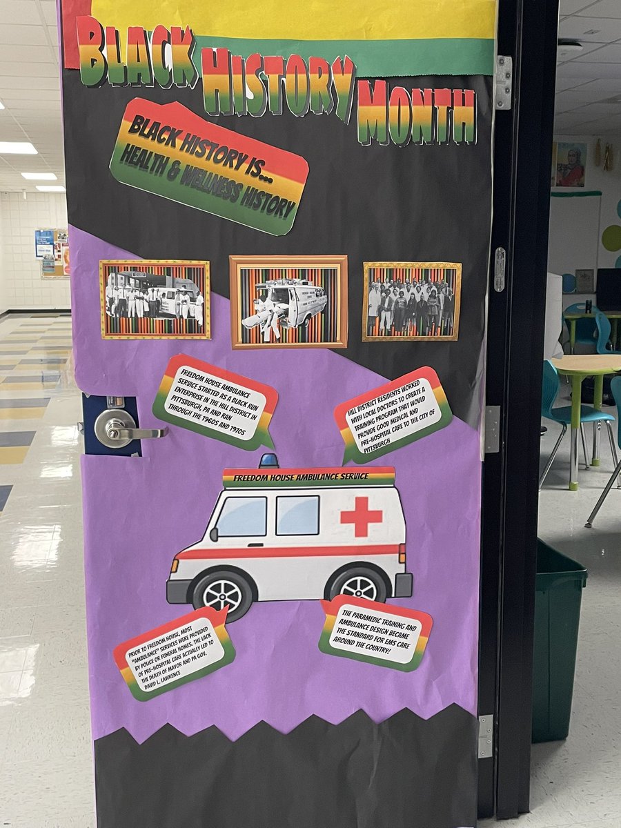 What an amazing #BlackHistoryMonth door by @PalosClass. Freedom House Ambulance Service is some amazing #PittsburghHistory. Maybe we should replace the holiday door decorating contest w/ one in Feb.?