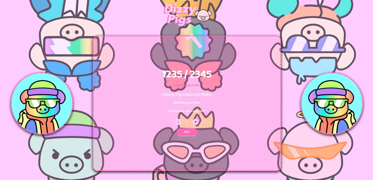 +50% Sold! 🥳

MINT FOR 0.3 MATIC! 🐷

Get your Dizzy Pig here 👉 dizzypigs.netlify.app

Join our Discord 👉 discord.gg/Z5dbXvJmAM

#NFT #NFTMintAlert #NFTMinting #NFTdrops #NFTCollection #nftcollectors #NFTcollectible