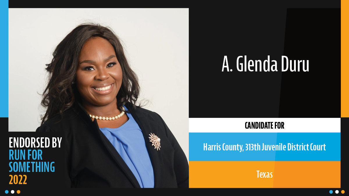 Endorsement Alert: I honored to receive the endorsement for <a href="/runforsomething/">Run for Something</a> 

#DURU4JUDGE
#DURUFOR313th 
#YOURVOTEMATTERS
#ROCKTHEVOTE
#PRIMARYELECTION
#RUNFORSOMETHING