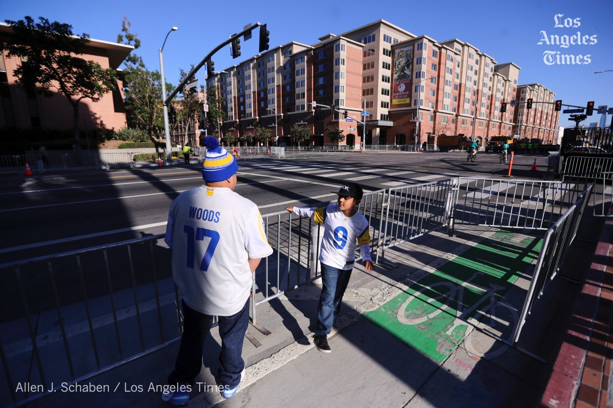 Watch our live photo coverage as #Rams’ Super Bowl parade and celebration begins. Photos by <a href="/alschaben/">Allen J. Schaben</a> latimes.com/california/liv…