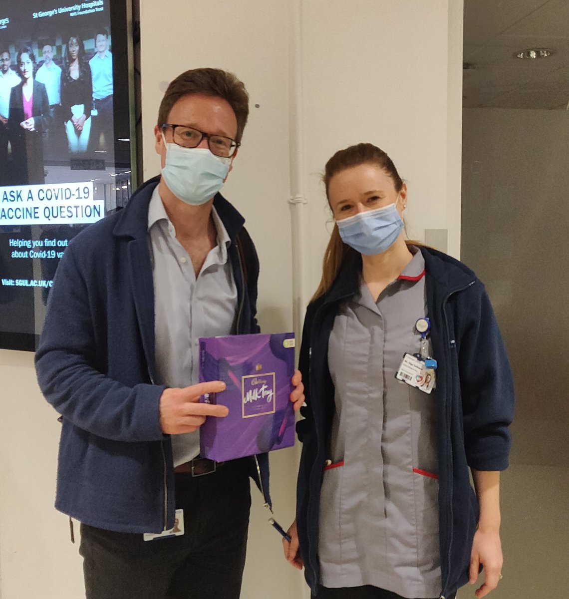Meet &amp; Greet tour - first stop today was with St. George's Hospital @StGeorgesTrust. It was great to meet the team and find ways to boost recruitment! We didn't get to stay long as the fire alarm went off! Here's a photo of Al and Olga Toffoletti