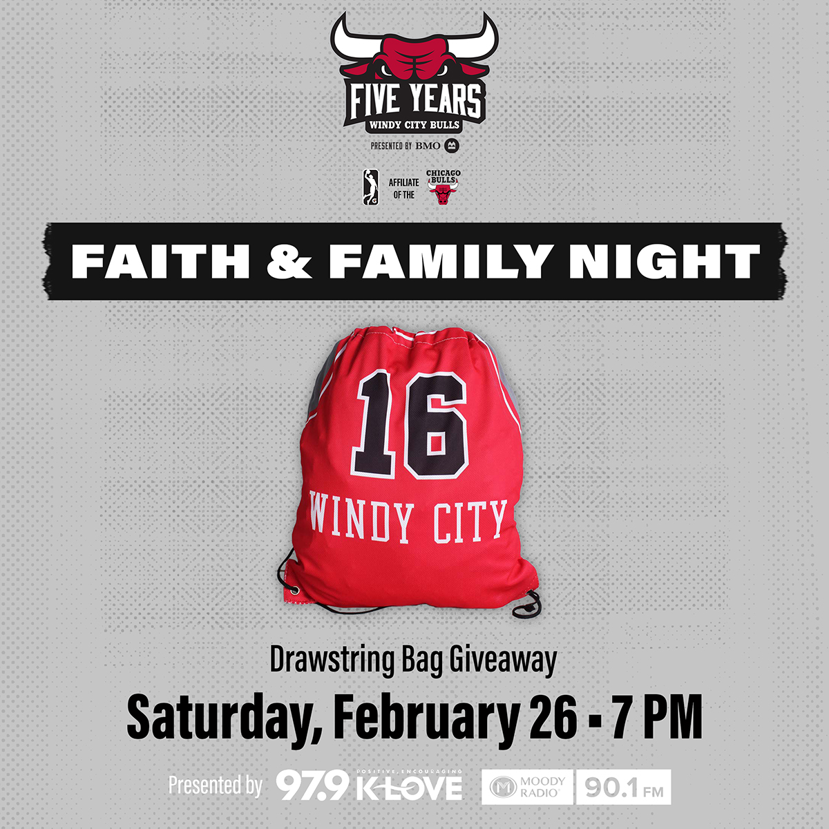 Karl and Crew have tickets for you- to Faith and Family Night at the <a href="/windycitybulls/">Windy City Bulls</a>  on 2/26! But first win your tickets by tuning in all next week and being the correct caller. Game details at fevo.me/wcbffnight.