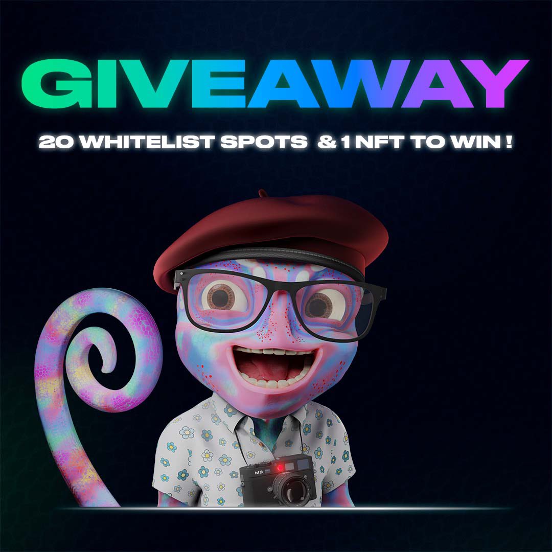 metakameleonNFT's tweet photo. To celebrate the recent whitelist openning, we are launching…Our very first GIVEAWAY on Twitter !  
1 NFT &amp; 20 WL ! 🎁
 
➡️ Follow us on Twitter
➡️ Like and Retweet 
➡️ Join our Discord 
➡️ Tag 2 friends on this post
 
We will reach out to the 20 winners by DM.
Good luck ! 🍀 https://t.co/lV0KSGpvlB