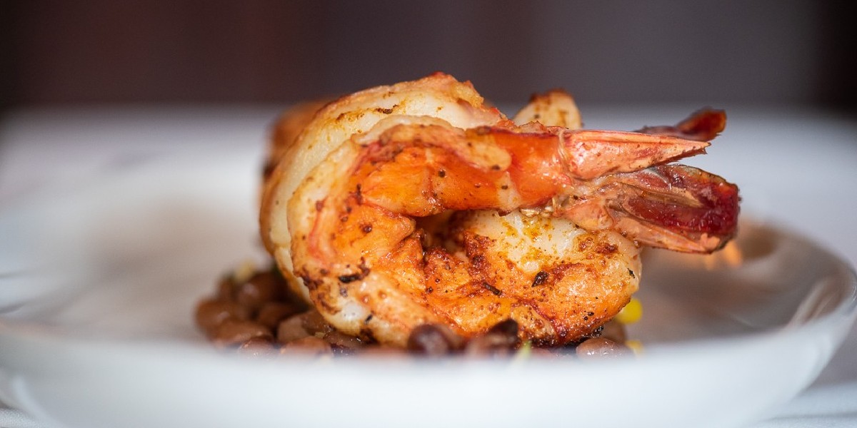 Jumbo Prawn. Red Rock seasoning, corn and black eyed pea succotash. 💯👌