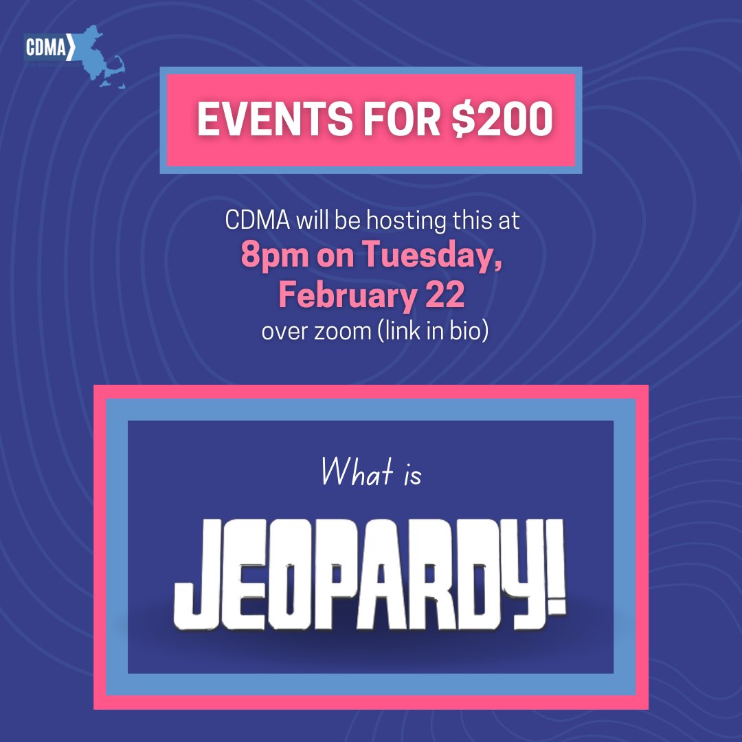 Wanna test your trivia skills with fellow dems? Join us at 8pm on Tuesday, Feb 22 for a night of Jeopardy! Link: bit.ly/369v0cA