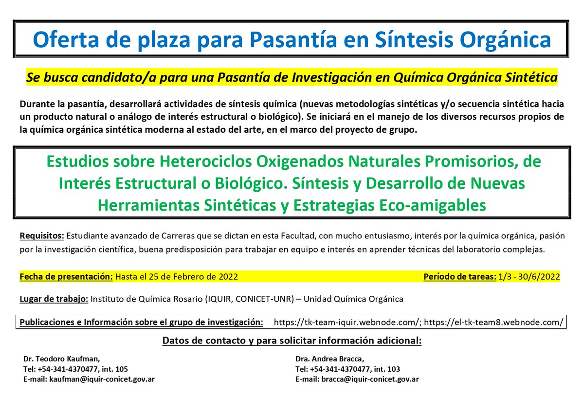 👩‍🔬🧑‍🔬Estamos buscando candidatos interesados en realizar Beca Doctoral del Conicet//Tesina//Pasantía en nuestro grupo de investigación. <a href="/IQUIR_CONICET/">IQUIR</a> <a href="/fbioyfunr/">FBIOyF UNR Facultad Cs Bioquímicas y Farmacéuticas</a> 👇👇👇