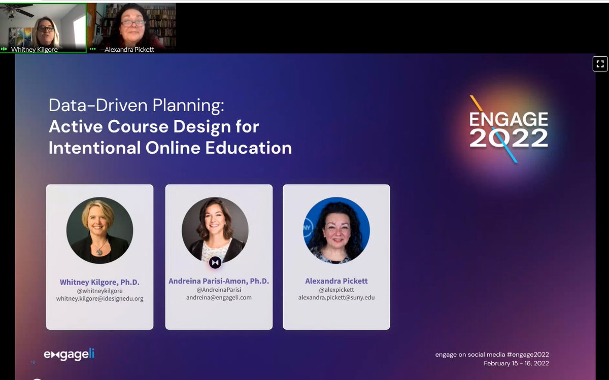 Great #engage2022 session with <a href="/iDesignEDU/">iDesign</a> and <a href="/SUNY/">SUNY - The State University of New York</a>. "Getting taken out of a breakout room is like being abducted by an alien spaceship beam against my will"..."with Engageli’s table feature, learners are in a cozy environment."