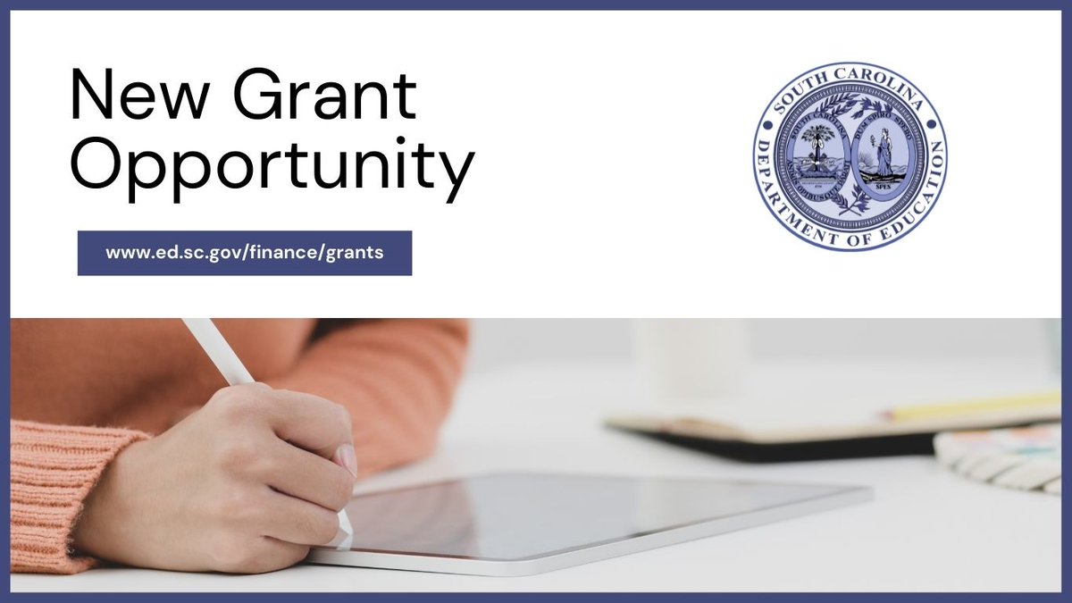 The S.C. Department of Education is announcing the following grant: 2022–23 Education and Economic Development Act (EEDA) Preparing College- and Career-Ready Graduates Grant

Learn more about this grant: bit.ly/3gQYbDt