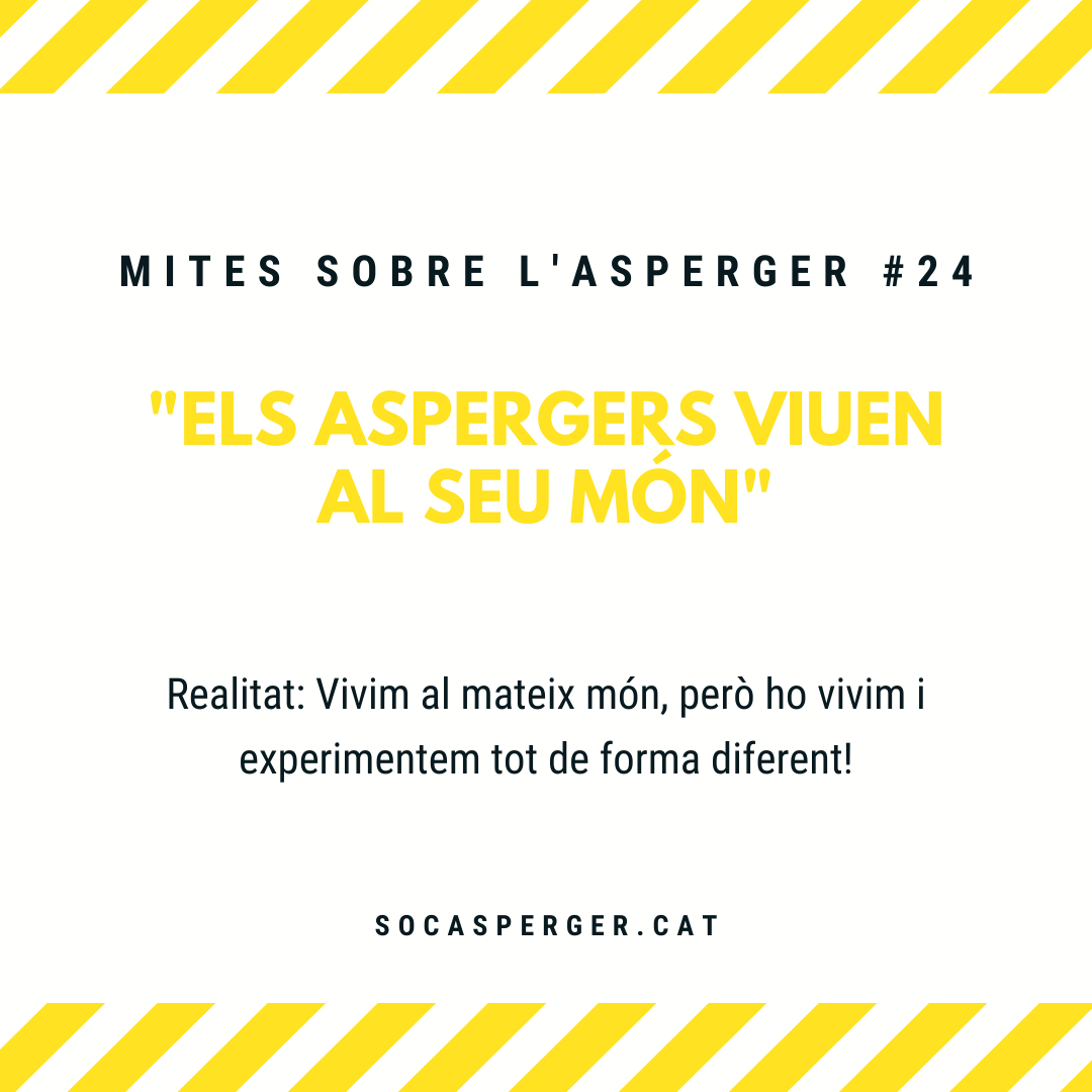 Mite: Els aspergers viuen al seu món.

Realitat: Vivim al mateix món, però ho vivim i experimentem tot de forma diferent!

blog.socasperger.cat/2022/02/16/mit…

#asperger #socasperger #autisme #aspergercatalunya #TEA #socTEA #soyautista #socautista #autism #socteactiu #teactivisme