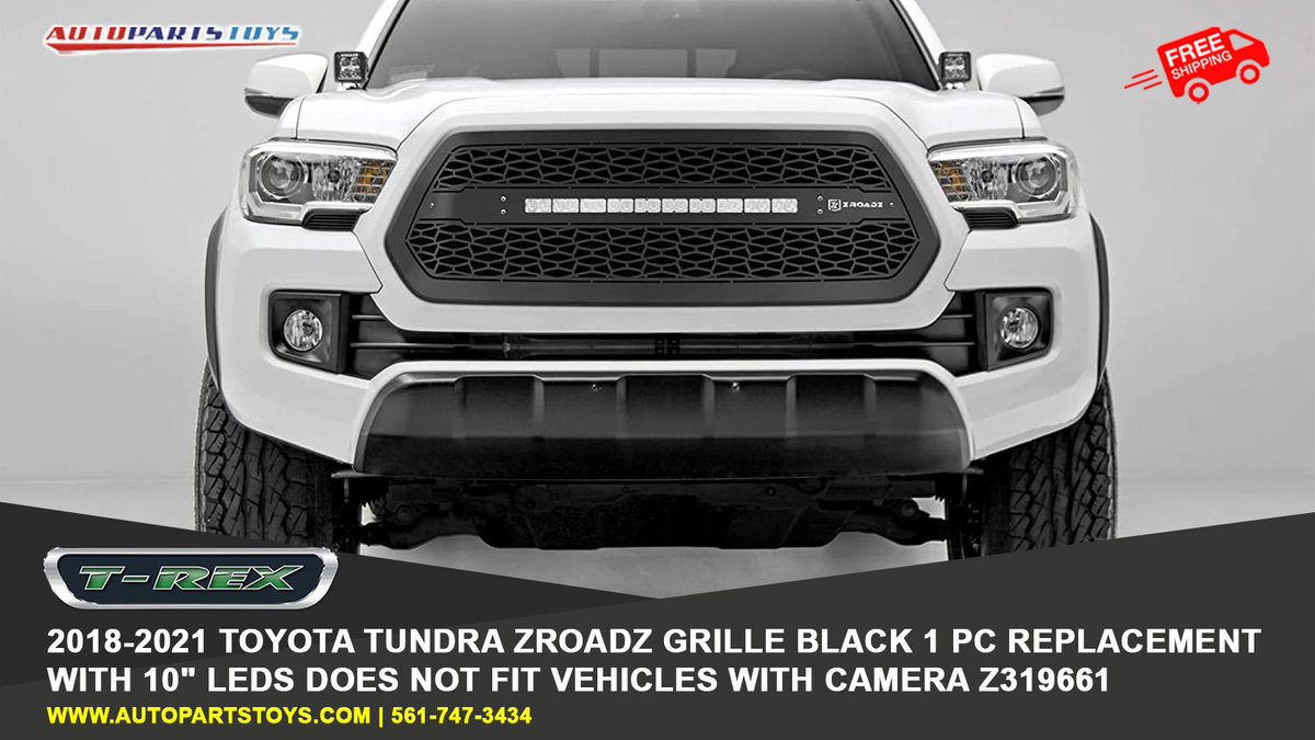 autopartstoys's tweet image. T-Rex 2018-2021 Toyota Tundra ZROADZ Grille Black 1 Pc Replacement With 10" LEDs Does Not Fit Vehicles With Camera
Part No. on Website#: Z319661
.
.
Free Shipping on orders over $50!
Guaranteed Best Price!
Buy From: AutoPartsToys.com
.
.
#TRexGrilles #TRex #Grille #Toyota