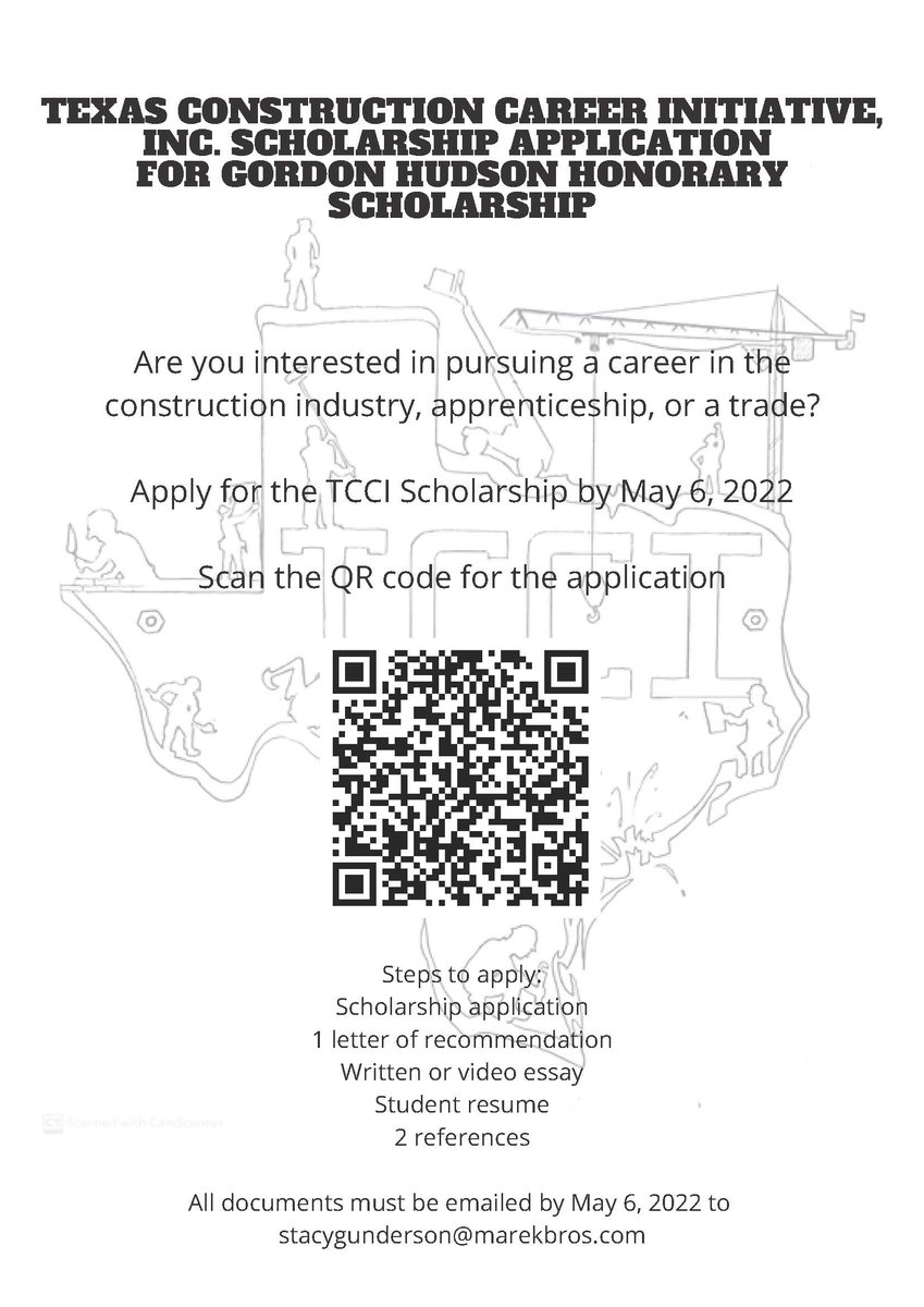 NLC_HSPrograms's tweet image. Are you interested in a trade, construction? TCCI has a scholarship for you! @saisd @neisd @nisd @ecisd @harlandaleisd @swisd @judsonisd #scholarhip #highschoolseniors