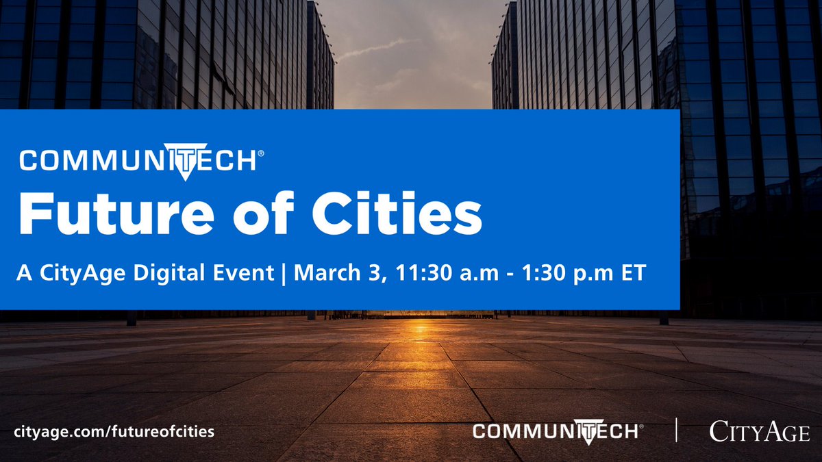 Join <a href="/CityAge/">CityAge</a> and Communitech as we bring together local government, tech founders, and business leaders to explore how municipal governments and innovators can explore and solve today's complex challenges to help build the future of cities, together.

➡️ cityage.com/futureofcities