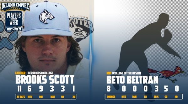 Congratulations to Brooks Scott for his nomination as the week 2 IEAC player of the week! <a href="/CosoBaseball/">CosoBaseball</a> <a href="/cccbca/">Messick Lanreath</a> #MakeYourMark