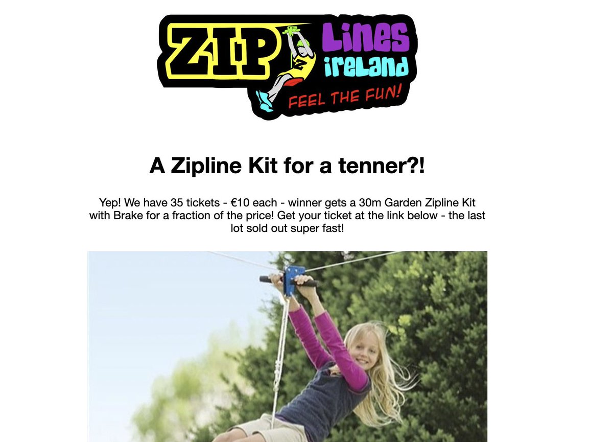 ZiplinesIreland's tweet photo. Raffle anyone? 
https://t.co/qU1Y5Rlq2v 

#raffle #parenting #kids #family https://t.co/gcm8ytj4aN