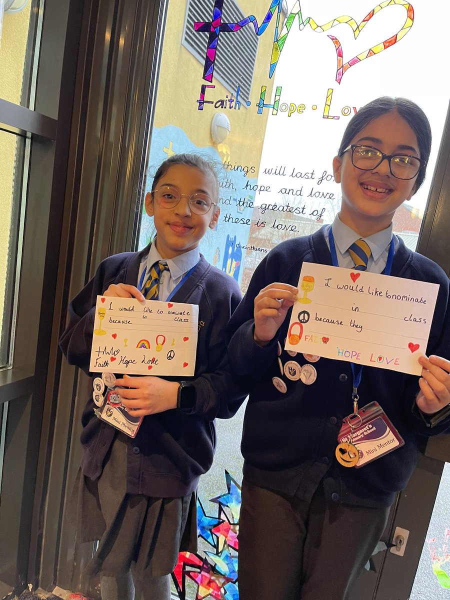 stmargaretsoldh's tweet photo. Each week children @stmargaretsoldh vote for others who have displayed kindness and the child with the most votes receives a 🏆. Inza and Aiya have decided to redesign our nomination slips and have done a brilliant job. Thank you girls ❤️ https://t.co/yW75uo21rp