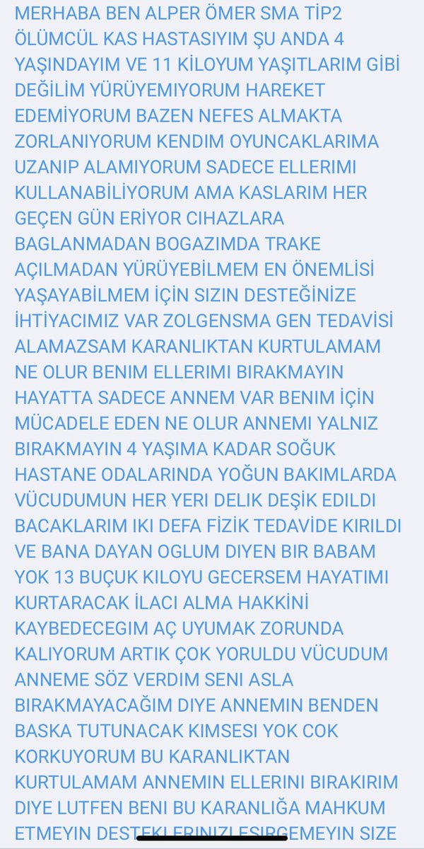 4 Yaşındaki SMA hastası Alper yürüyemiyor ve annesi bugün yanında yorgunluktan bayıldı ve Alper 2 saat ağladı APLER YÜRÜYEMEDİĞİ İÇİN YARDIM İSTEYEMEDİ SADECE AĞLADI.Lütfen ona bir hayat vermek için destek 
Merve Aydın  Nisa Sadece 16 Kabine Toplantısı #Sadakatsiz <a href="/AlpereNefesOl/">Alper Ömer</a>