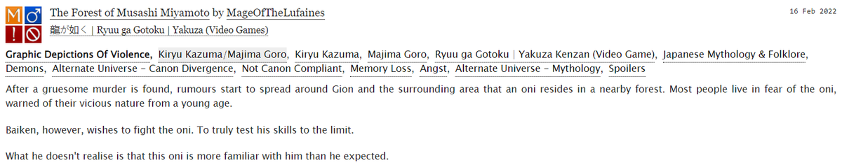 Mage_Lufaine's tweet photo. The first chapter of my new fic is out! Enjoy Kenzan but with an oni Musashi and even more angst than usual. 

https://t.co/wJr6McPanL https://t.co/74EbBp0BmG