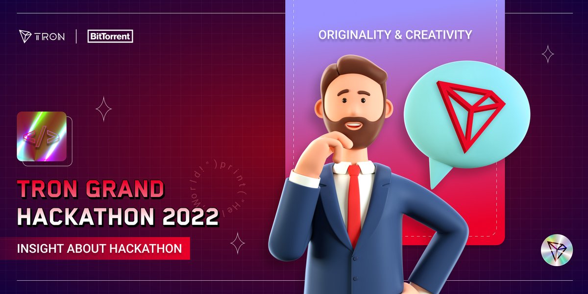 ⚒️The first criteria that we are looking for in the #TRON #GrandBlockchainHackathon2022 submissions is: Originality and Creativity. How novel and innovative is the idea?Does it set out to do something unique or at least improve existing models?