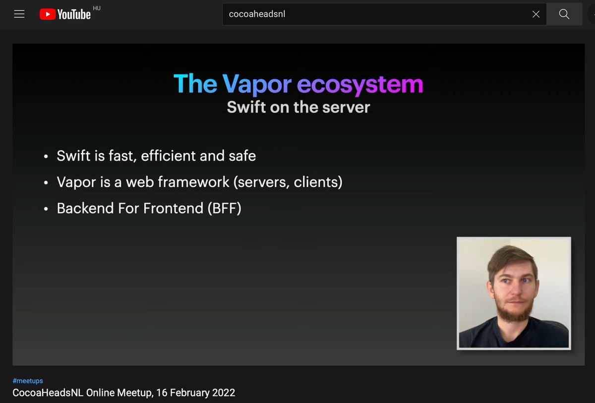 tiborbodecs's tweet image. Can&apos;t believe that I was able to talk about Vapor &amp;amp; Feather CMS on YouTube. It&apos;s a huge moment for me. 😊

Thank you @CocoaHeadsNL for the opportunity. 🙏

#SwiftLang #codevapor #Xcode #FeatherCMS