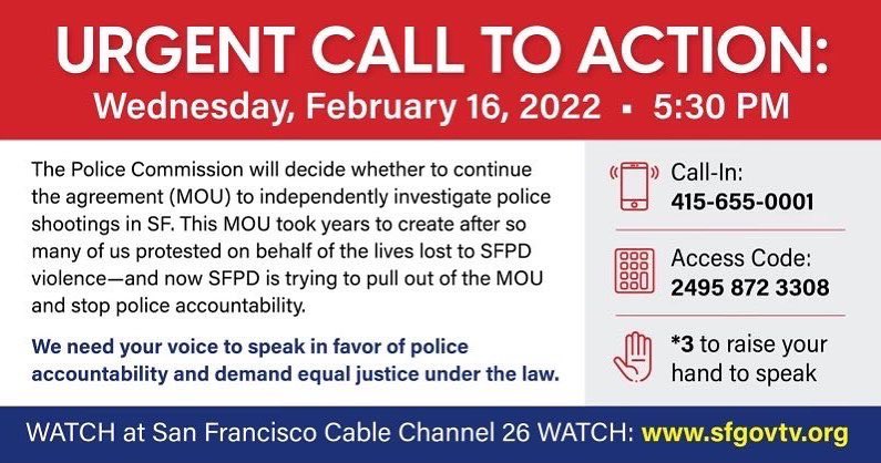 Urgent call to action for SF today.
#endpoliceterror