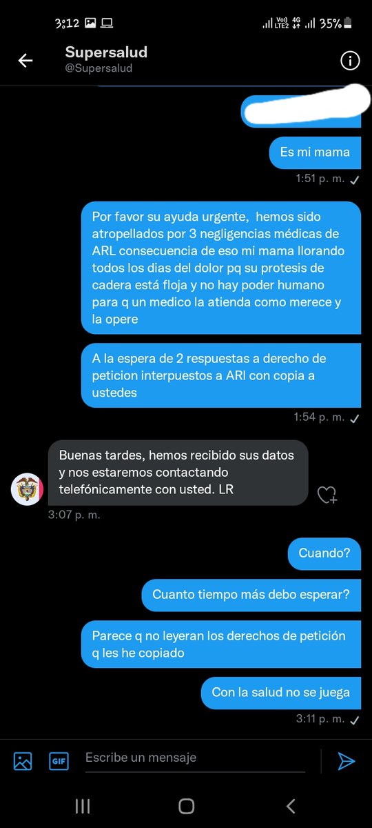 sandry_1210's tweet photo. No me sirve, tienen 2 derechos de petición y me siguen pidiendo datos para que? A mi no me sirve que me llamen a pedir disculpas, necesito que un medico q no sea pollerón nos atienda. @arlsura dejando en visto y @Supersalud pa que sirve???? https://t.co/94tkaZOYNs