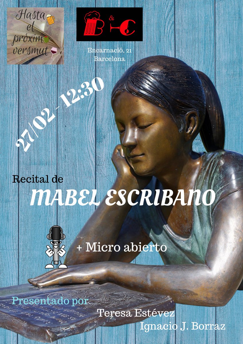 proximoverso's tweet photo. Regresamos el 27 de febrero (último domingo de mes, siempre 😉) para compartir VERSmut con la poesía de #MabelEscribano y ¡la tuya! si te animas a participar en el micro abierto posterior. Te esperamos 📖en el #beerycocktails https://t.co/UAlu2LCuwa