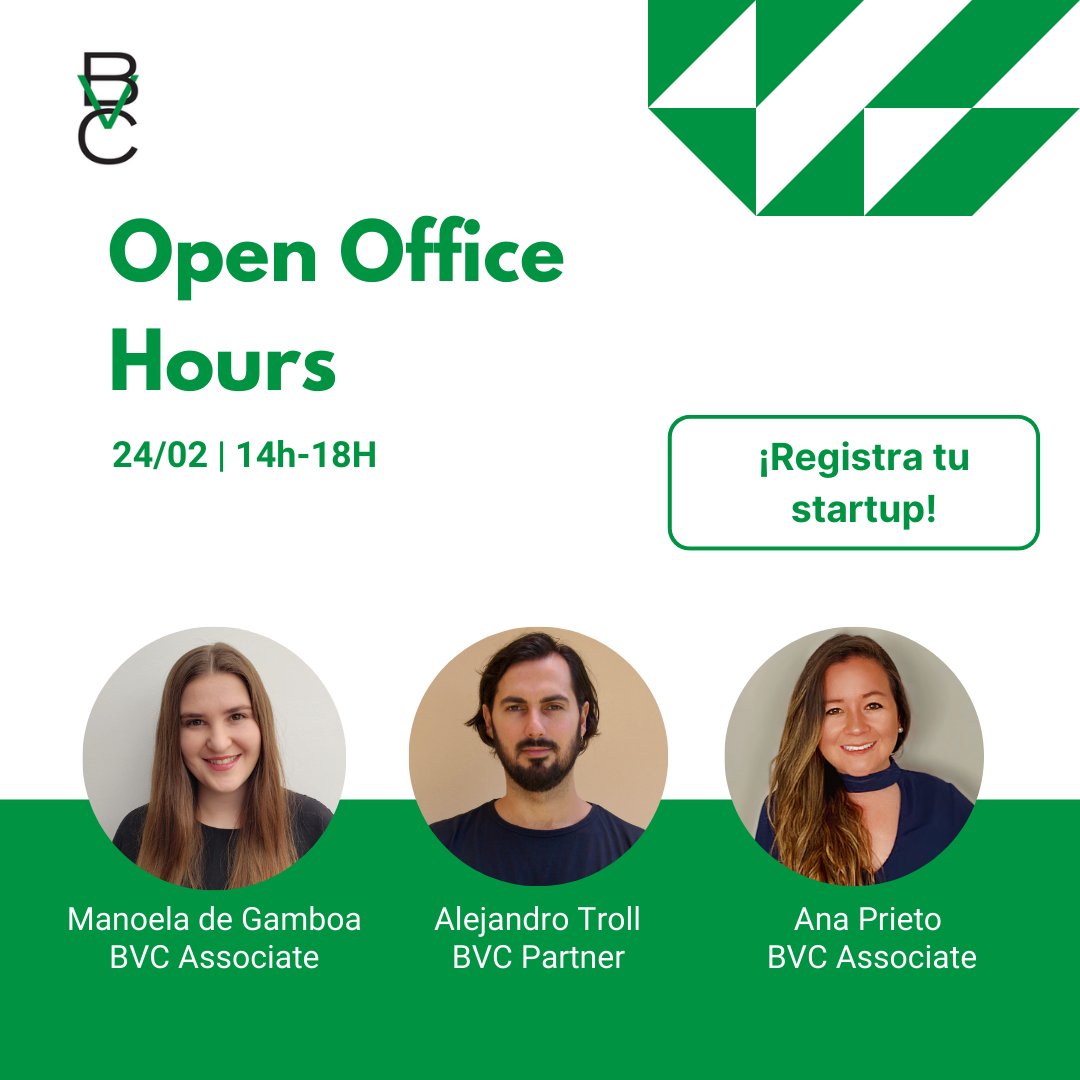 BVCapital's tweet photo. Invitamos a los emprendedores (y futuros emprendedores) a presentar sus ideas de negocio ante el equipo de BVC en la próxima edición de Open Office Hours, que se realizará el 24/02/2022 de 2pm a 6pm.

Para inscribirse, basta con llenar el formulário https://t.co/7hfUoZiKFW. https://t.co/Xz7fBYdOyn