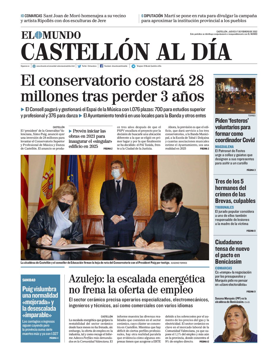 elmundocs's tweet photo. La información es un #servicioesencial y #ElMundo sigue llegando al quiosco cada día para ofrecerte información veraz. Nuestra portada de hoy jueves 17 de febrero de 2022. También en Facebook, Telegram y en la web https://t.co/Njf6BE29nS… #EsteVirusLoParamosUnidos https://t.co/cNCwV4bEJ2