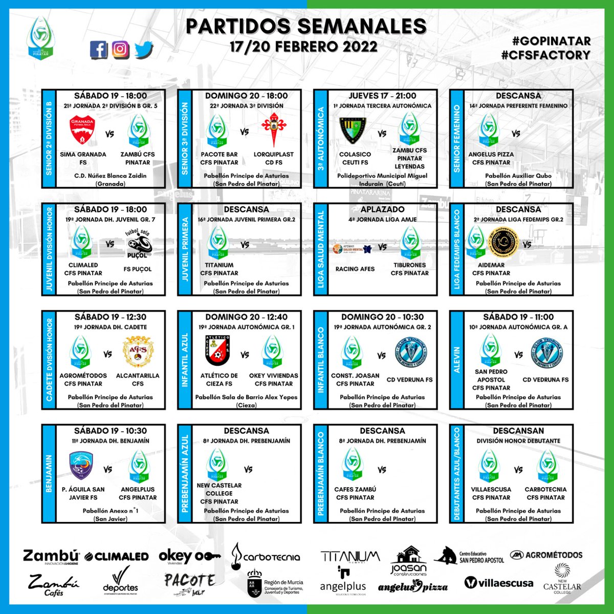 CFS_Pinatar's tweet image. Y para finalizar, nuestro Benjamín DH, #AngelPlus CFS Pinatar, se enfrentará a @CFSSANJAVIER lejos de casa.

¡Gran jornada la que tenemos por delante! 🚀🚀

¡Suerte a todos! ❣️💪

#GoPinatar #GoZambú #CFSFactory 💙⚽️💚