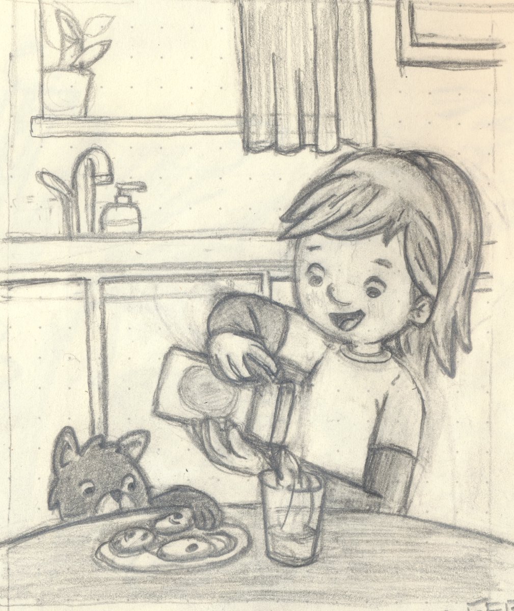 AngieJonesDraws's tweet photo. The first draft of this drawing didn't go so well, I'm glad I gave it another go. #cat #cookie #steal  #kidbooks #picturebooks #kidslitart #illustration #WomanIllustrator #WIP #kidsillustrations #kidlit #kidlitart #kidlitartist #childrensbooks #kidlitillustration https://t.co/Og8nqVx09v