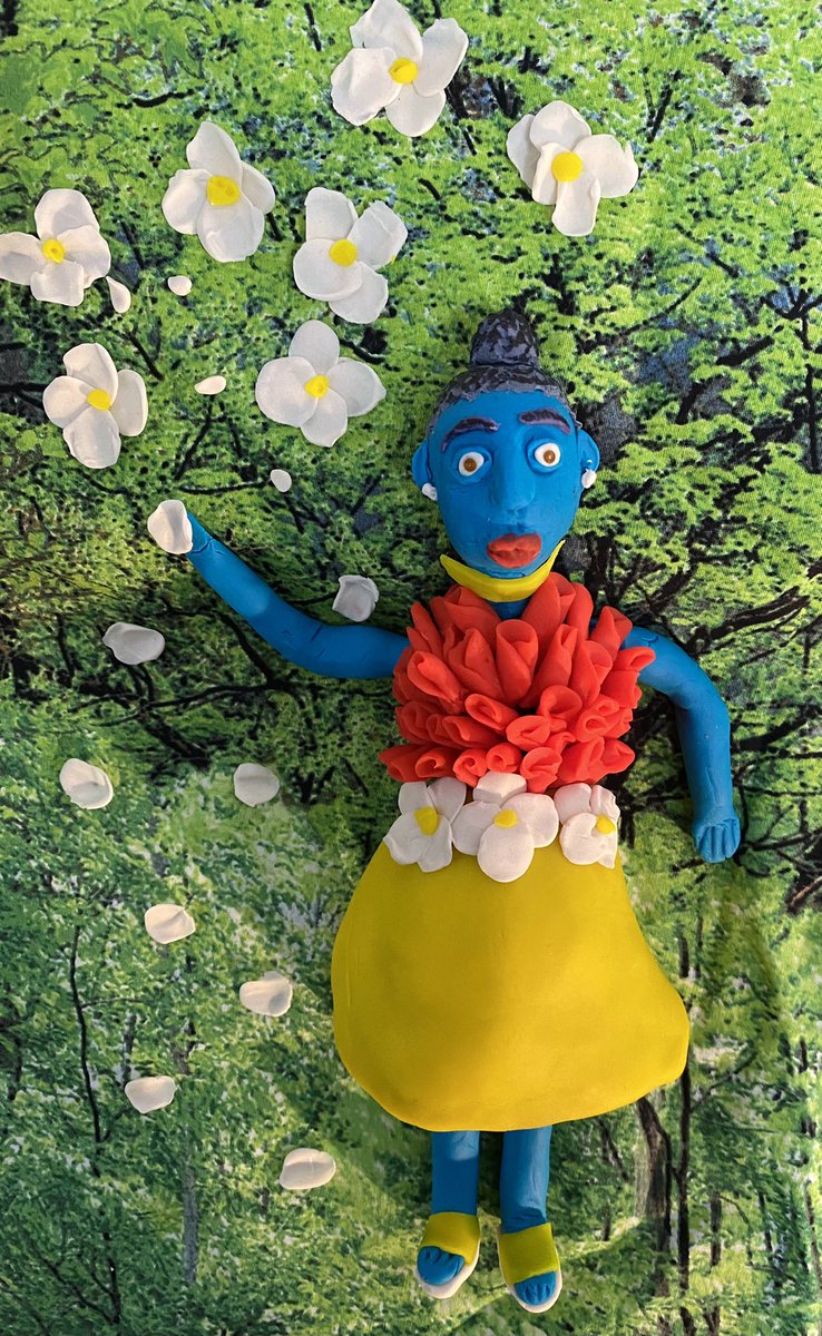 Spent the day making and dressing my @ClayFriendsNFT fanart.  Who knew how hard making clothes in clay would be, let alone creating 50 hard rolled flowers 
#clayart #Clay #fashion @TrentShy #wearyourimagination #moixa #livelovefashion