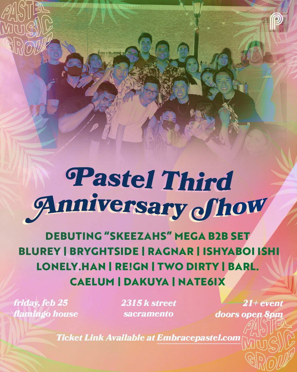 Can’t believe we’re celebrating 3 years of Pastel! We’re just a bunch of friends who wanted to throw fun parties in Sacramento and to be able to still do this 3 years later is a blessing. 

We’re excited to bring the Pastel vibe to Midtown! 🥳