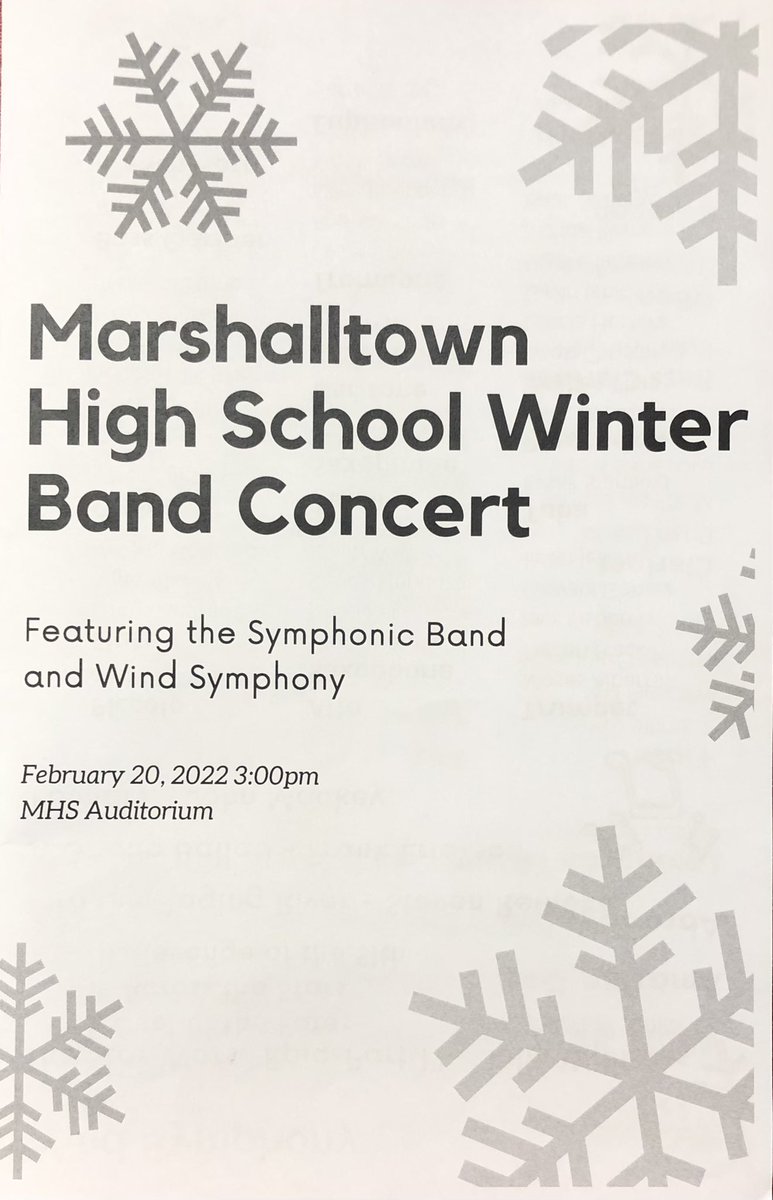 MHS Bobcat Bands (@mhsbobcatbands) on Twitter photo Experience live music in Marshalltown from performances by the MHS Symphonic Band and Wind Symphony! Concert starts at 3:00 pm in the High School Auditorium. Tickets are $5. <a href="/mcsdbobcats/">Marshalltown Schools</a> Experience live music in Marshalltown from performances by the MHS Symphonic Band and Wind Symphony! Concert starts at 3:00 pm in the High School Auditorium. Tickets are $5. <a href="/mcsdbobcats/">Marshalltown Schools</a>