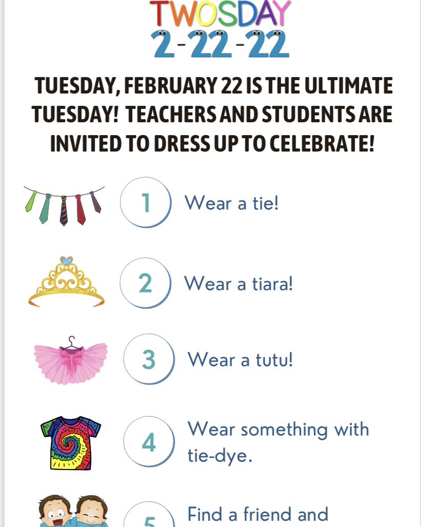 TWOsday is coming. Let’s celebrate with a spirit day on 2-22-22!