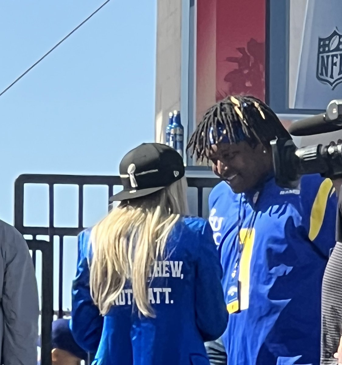 JourdanRodrigue's tweet photo. Kelly Stafford is wearing a blazer that says “Matthew. Not Matt.” on the back 💀 https://t.co/EvTUzCcV66