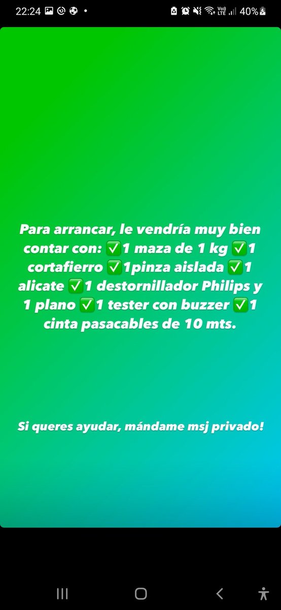 Gente de La Plata, una amiga subió esto a su IG. Compartiendo le dan una mano enorme a Oscar para conseguir trabajo, no te lleva más de 5''. Tb dejo otra foto con las herramientas q esta necesitando para trabajar. <a href="/fededelia1/">Federico D'Elia</a> <a href="/rojasbenjamin/">Benjamín Rojas</a> <a href="/vazqueznico/">Nicolas Vazquez 🇦🇷</a> <a href="/Juanitotora/">Juani Giorgetti</a> <a href="/SantiTotora/">Santiago Giorgetti</a>