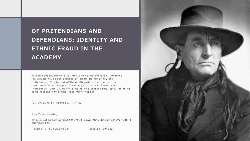Faculty_ISSSH's tweet image. Reminder: First Nations Studies Professor Dr. Daniel Sims is giving a talk tomorrow, Feb. 17, as part of the Walking this Path Together series.

Feb 17, 2022 02:30 PM Pacific Time

Join Zoom Meeting
unbc.zoom.us/j/65429070844?…

Meeting ID: 654 2907 0844           Passcode: 004542