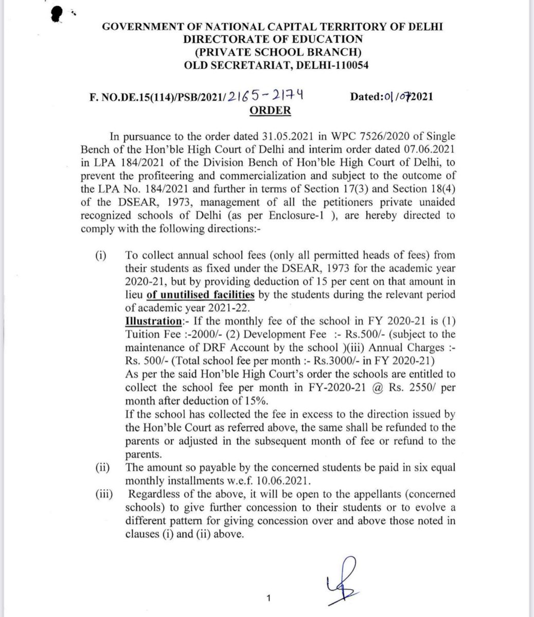 yaadaavipin's tweet photo. Sir, Please look into this matter. Some schools have not provided refund of 15% on Tution fee collected in academic year 2020-21 and 2021-22. They are also charging on new fee head “E Learning” ⁦@msisodia⁩ ⁦@ArvindKejriwal⁩ ⁦@Dir_Education⁩ https://t.co/JjKlLcxhf0