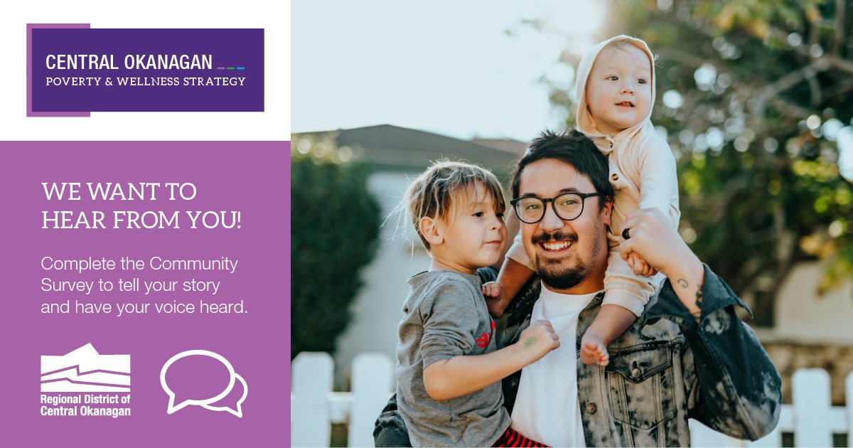 RDCOkanagan's tweet image. One in 6 children and 15% of #CentralOkanagan residents live in poverty. Share your stories, experiences and thoughts on how best to address critical needs in the region. Complete the Community Survey &amp;amp; register for a Mar. 2 virtual Community Forum at rdco.com/povertyandwell…