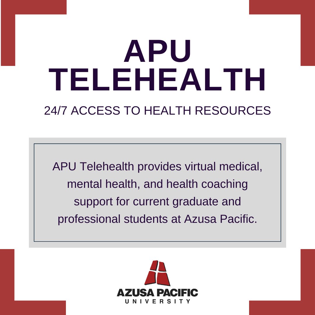 APUGradPrograms's tweet image. APU is invested in student success inside the classroom and beyond! Learn more about our telehealth resources, available free to all students! aputelehealth.com
