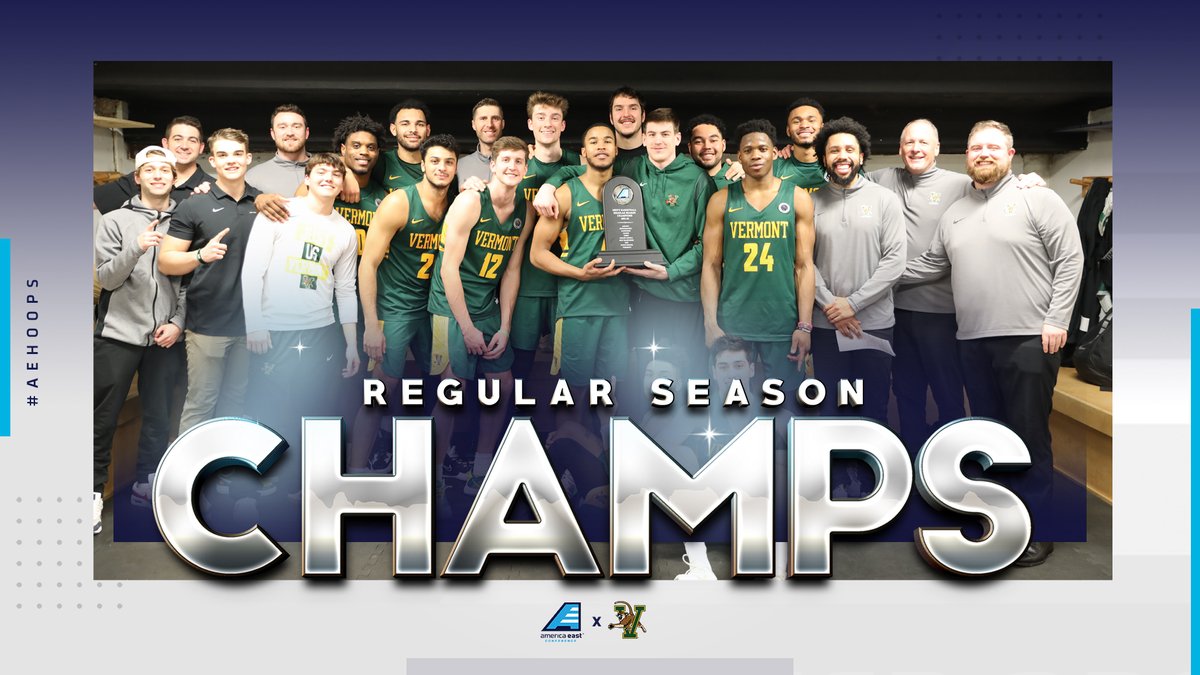 AEHoopsNews's tweet image. CHAMPS AGAIN!

@UVMmbb secures its 6th-straight #AEHoops regular-season title and 12th all time!
