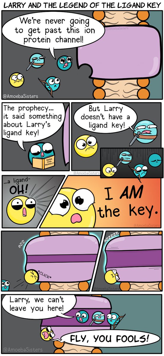 AmoebaSisters's tweet photo. They will tell tales of your courage, Larry the Ligand. #scicomm #sciart #sciencetwitter https://t.co/nVWf011frW