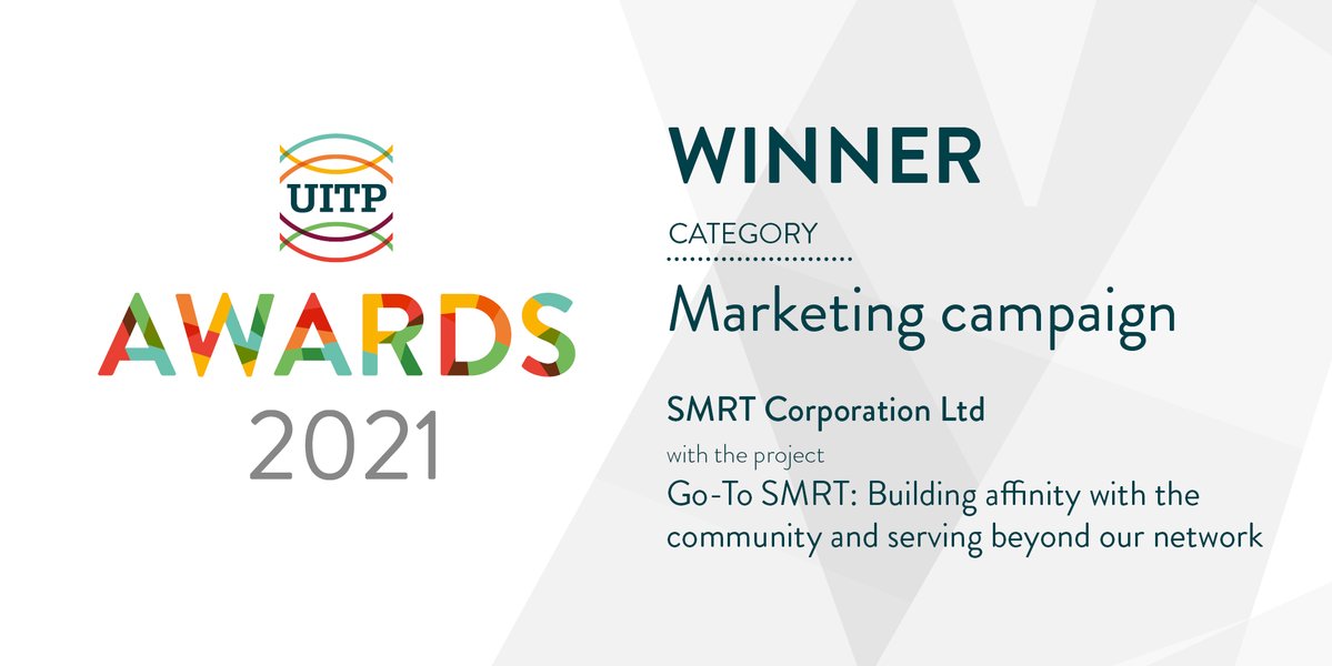 🎉Congratulation to all winners of the #UITPAwards! 🏆 #AsiaPacific members @SMRT_Singapore and @cdgtaxi_sg, @SBSTransit_Ltd got two prestigious awards. 🙏Thanks for all submissions! Check out the full winner wrap-up story at: bit.ly/34wGO8h