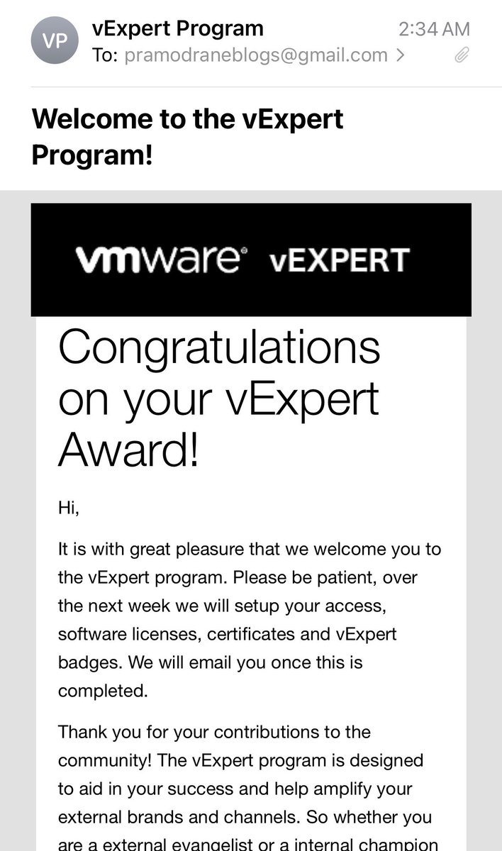 Proud to be awarded as #vExpert for the 4th year in a row! Congrats to all the vExperts!