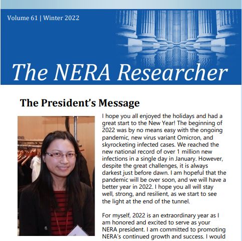 The Winter 2022 issue of The NERA Researcher is now available at: nera-education.org/docs/TNR_Winte…. Check it out!
The issue includes: the president's message, 2021 conference report, and many other articles!
